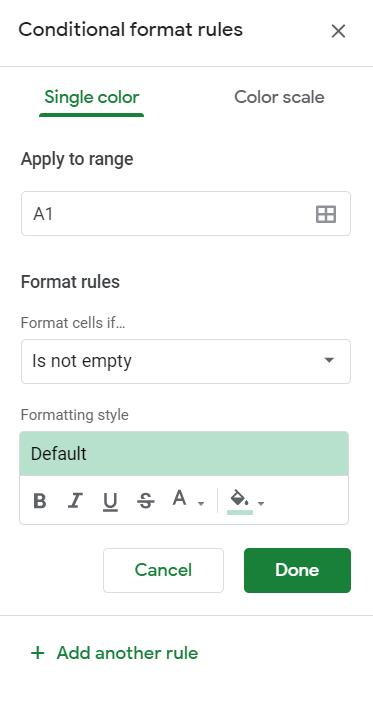 Cửa sổ Conditional Format Rules